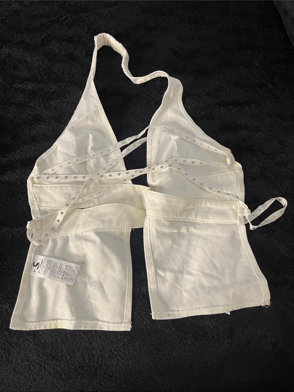 Women’s White Halter Eyelet Detail Crop Top - Picture 8 of 12